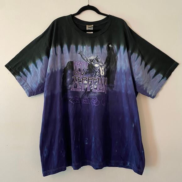 Liquid Blue Men's 4X Led Zeppelin Purple Black Tie-Dye Short Sleeve Tee T-Shirt - Picture 1 of 11